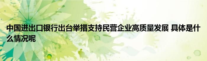 中国进出口银行出台举措支持民营企业高质量发展 具体是什么情况呢(图1)